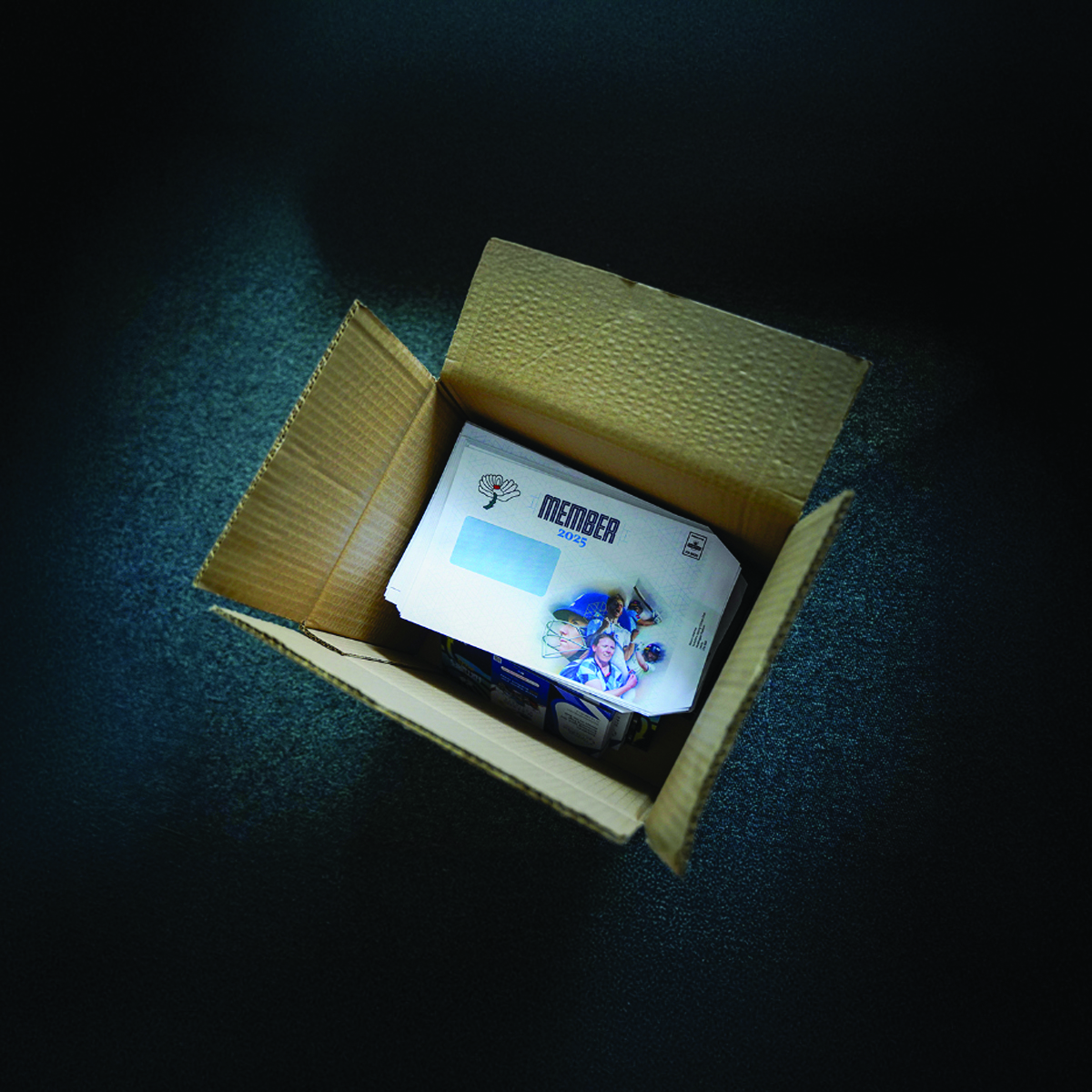 sample of marketing envelop in a box.